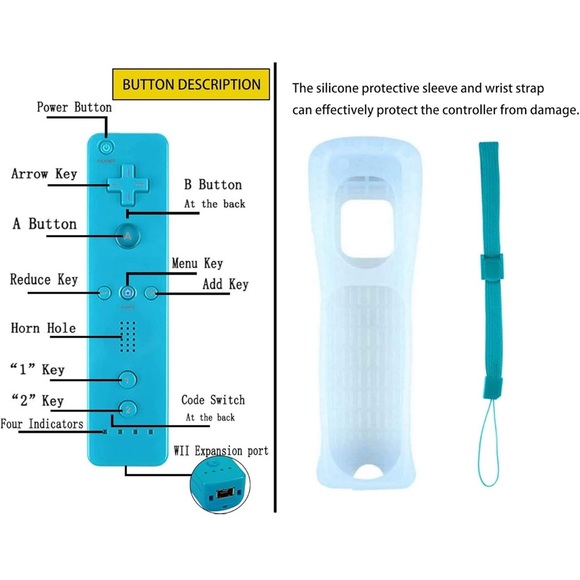 4 Packs Classic Remote Controller Compatible for Wii Wii U Console, silicone - Picture 3 of 10